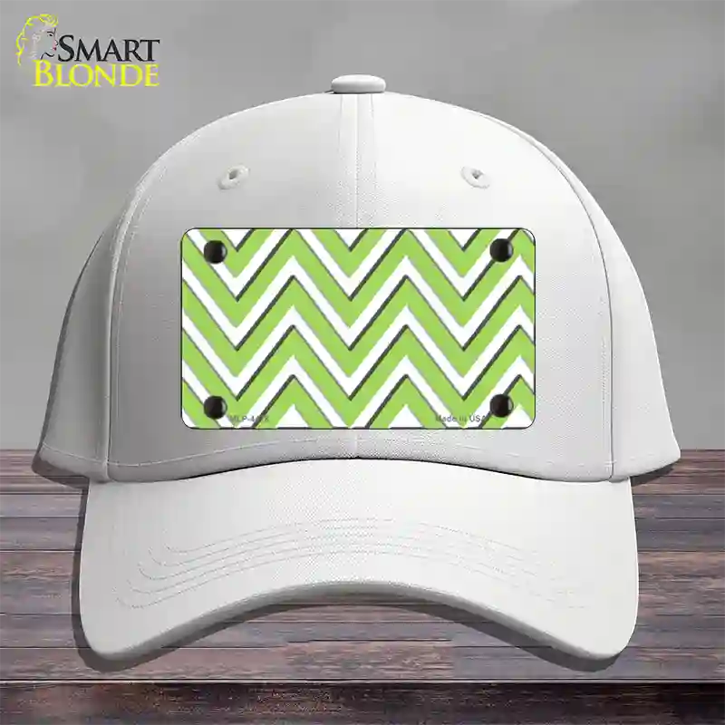 Lime Green White Large Chevron Novelty License Plate Hat Cotton / White