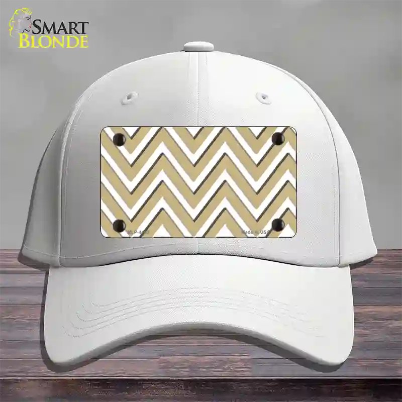 Gold White Large Chevron Novelty License Plate Hat Cotton / White