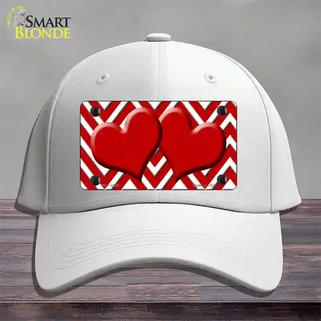 Red White Large Chevron Red Center Hearts Novelty License Plate Hat Cotton / White