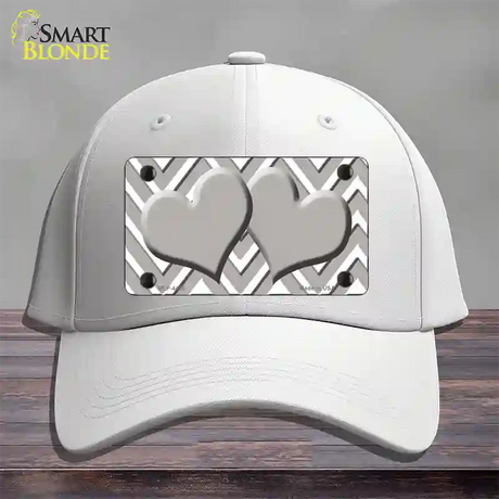 Grey White Large Chevron Grey Center Hearts Novelty License Plate Hat Cotton / White