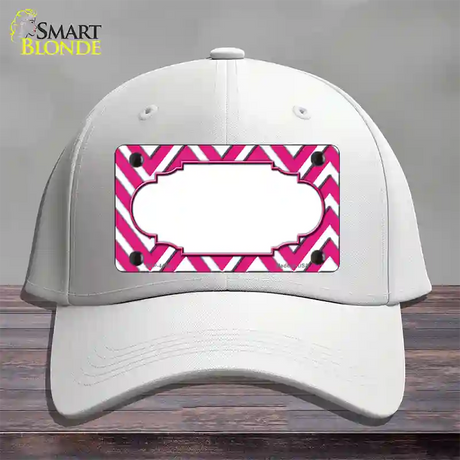 Pink White Chevon Center Scallop Novelty License Plate Hat Cotton / White