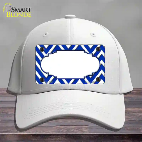 Blue White Large Chevron Center Scallop Novelty License Plate Hat Cotton / White