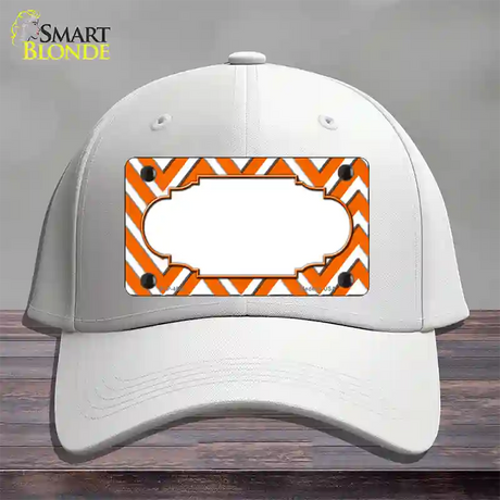 Orange White Large Chevron Center Scallop Novelty License Plate Hat Cotton / White