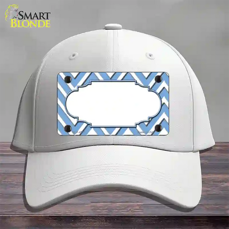 Light Blue White Large Chevron Center Scallop Novelty License Plate Hat Cotton / White