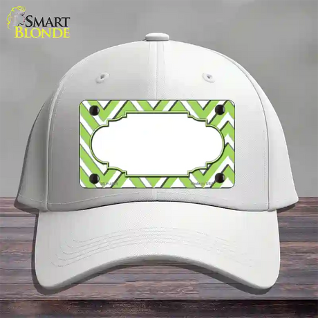 Lime Green White Large Chevron Center Scallop Novelty License Plate Hat Cotton / White