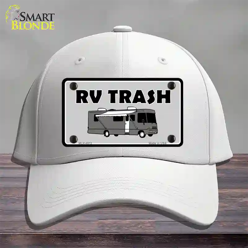 RV Trash Aluminum Automotive Novelty License Plate Hat Cotton / White