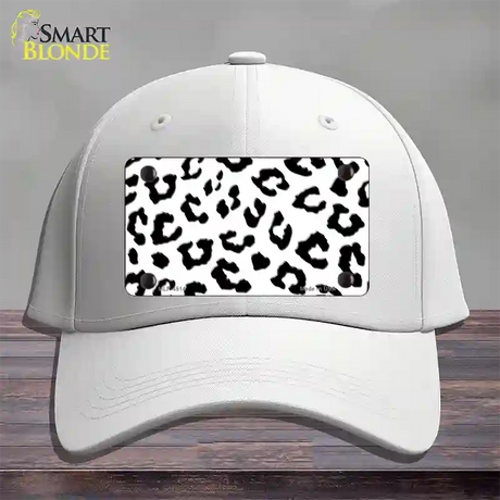 White Black Cheetah Novelty License Plate Hat Cotton / White