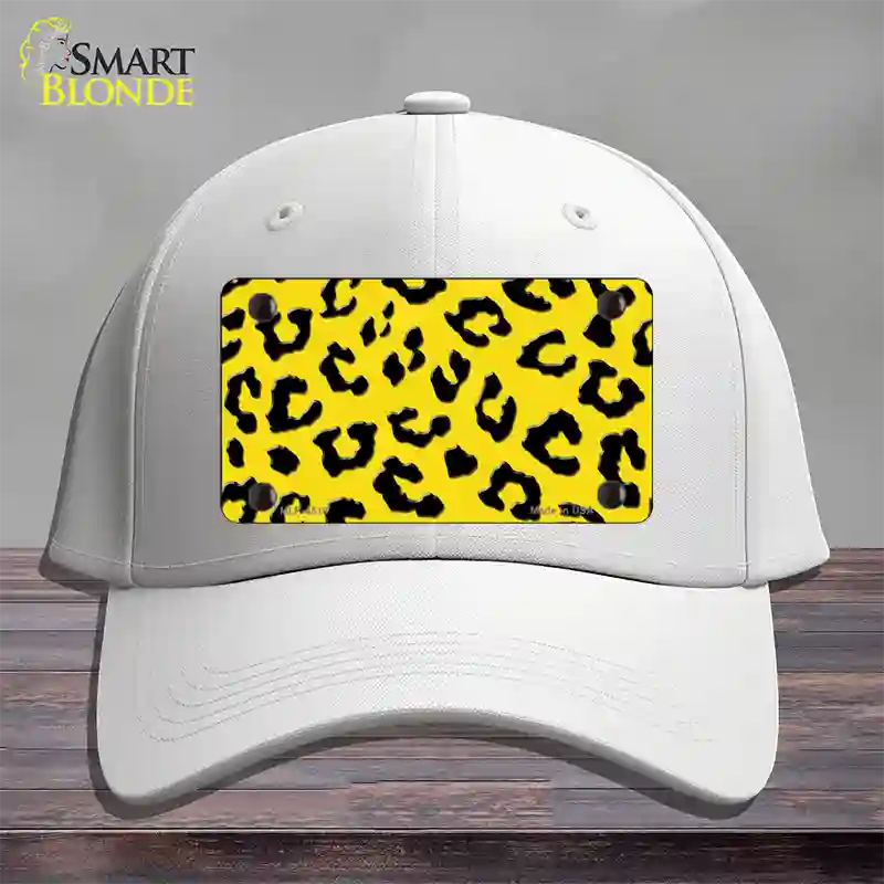 Yellow Black Cheetah Novelty License Plate Hat Cotton / White