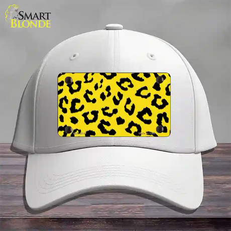 Yellow Black Cheetah Novelty License Plate Hat Cotton / White