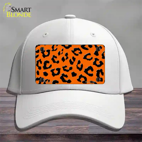 Orange Black Cheetah Novelty License Plate Hat Cotton / White