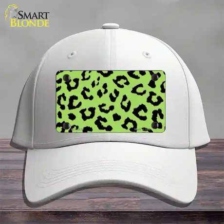 Lime Green Black Cheetah Novelty License Plate Hat Cotton / White