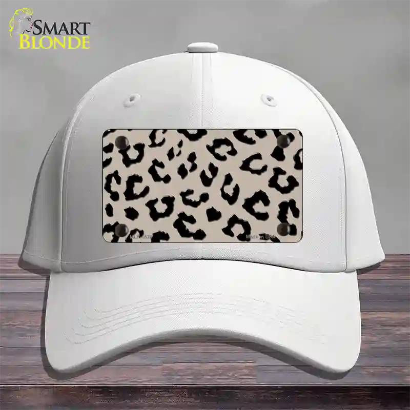 Tan Black Cheetah Novelty License Plate Hat Cotton / White