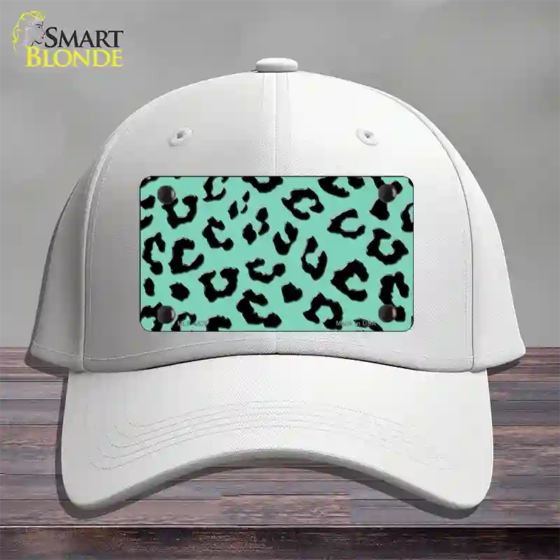 Mint Black Cheetah Novelty License Plate Hat Cotton / White