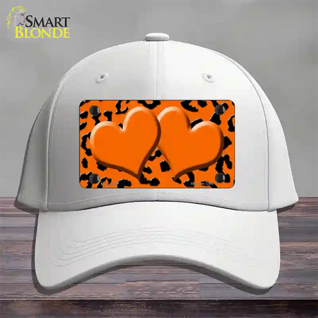 Orange Black Cheetah Orange Center Hearts Novelty License Plate Hat Cotton / White