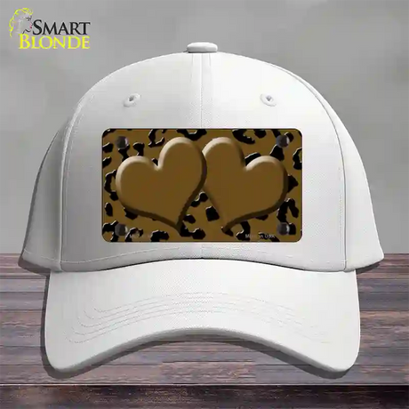 Brown Black Cheetah Brown Center Hearts Novelty License Plate Hat Cotton / White