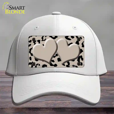 Tan Black Cheetah Tan Center Hearts Novelty License Plate Hat Cotton / White