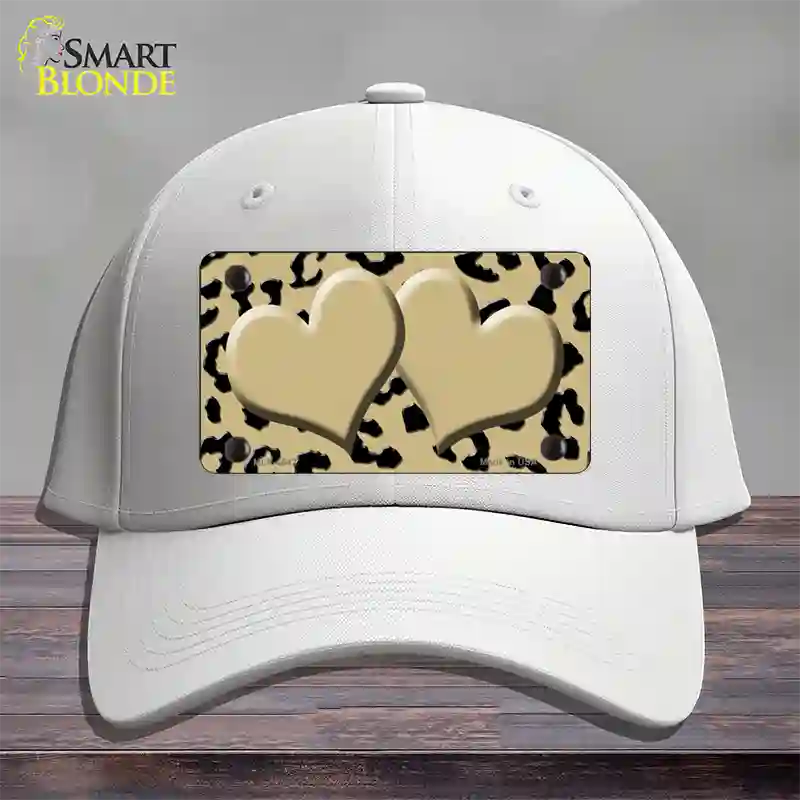 Gold Black Cheetah Gold Center Hearts Novelty License Plate Hat Cotton / White