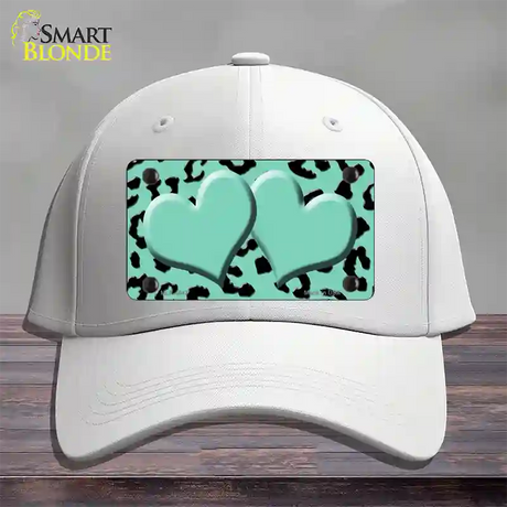 Mint Black Cheetah Mint Center Hearts Novelty License Plate Hat Cotton / White