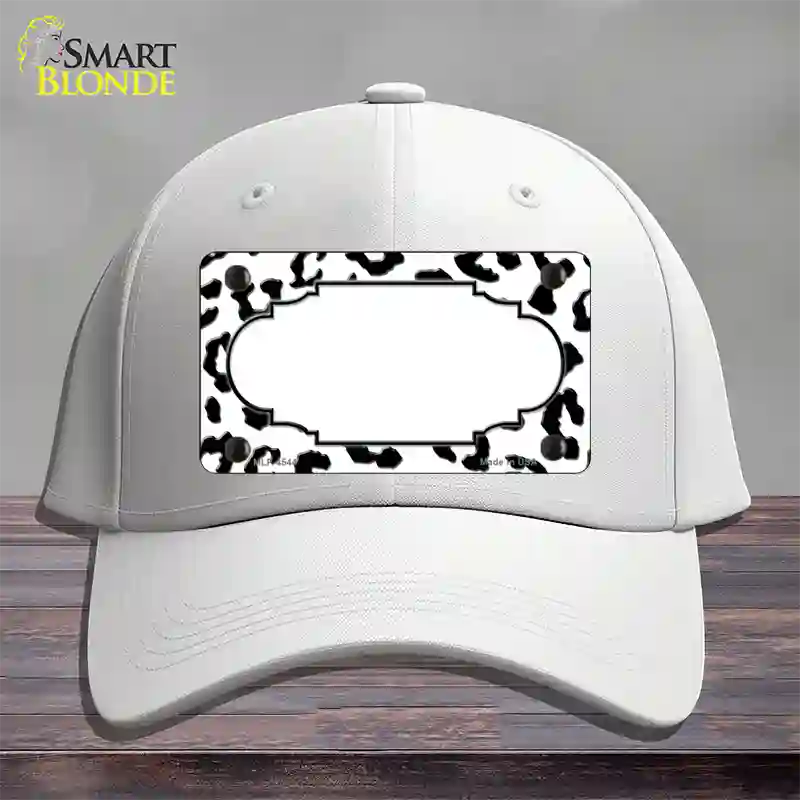 White Black Cheetah Scallop Novelty License Plate Hat Cotton / White