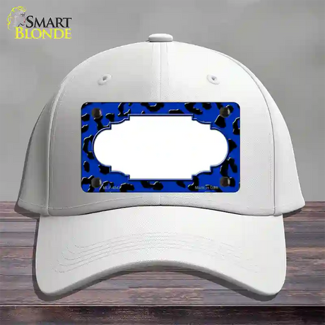 Blue Black Cheetah Scallop Novelty License Plate Hat Cotton / White