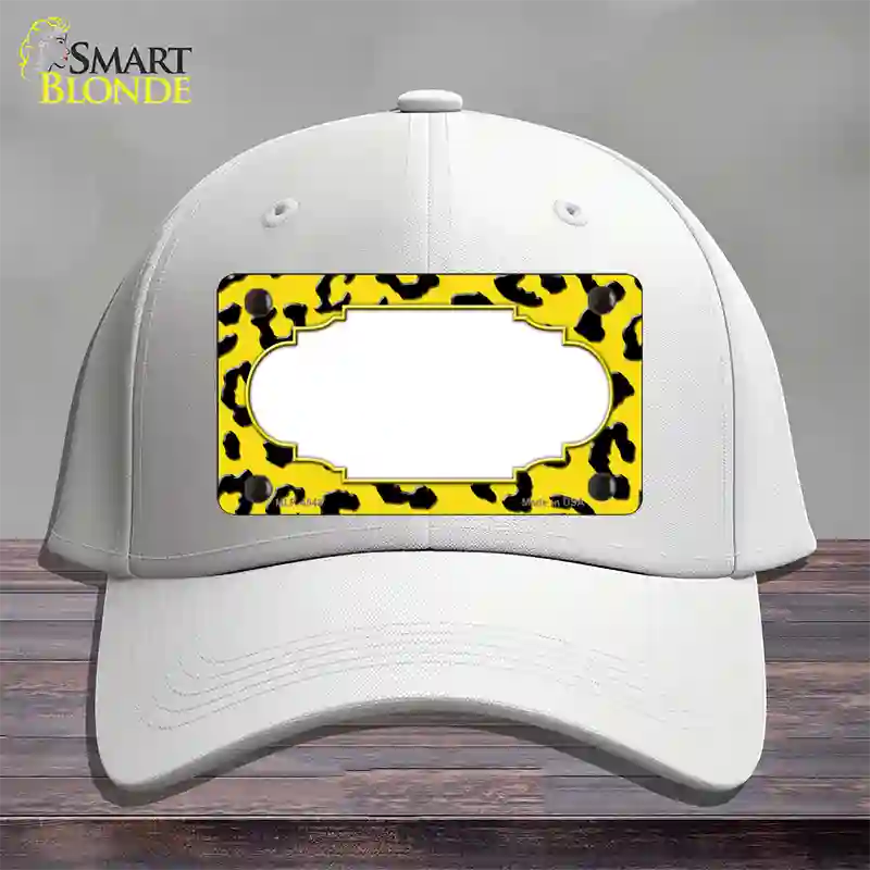 Yellow Black Cheetah Scallop Novelty License Plate Hat Cotton / White