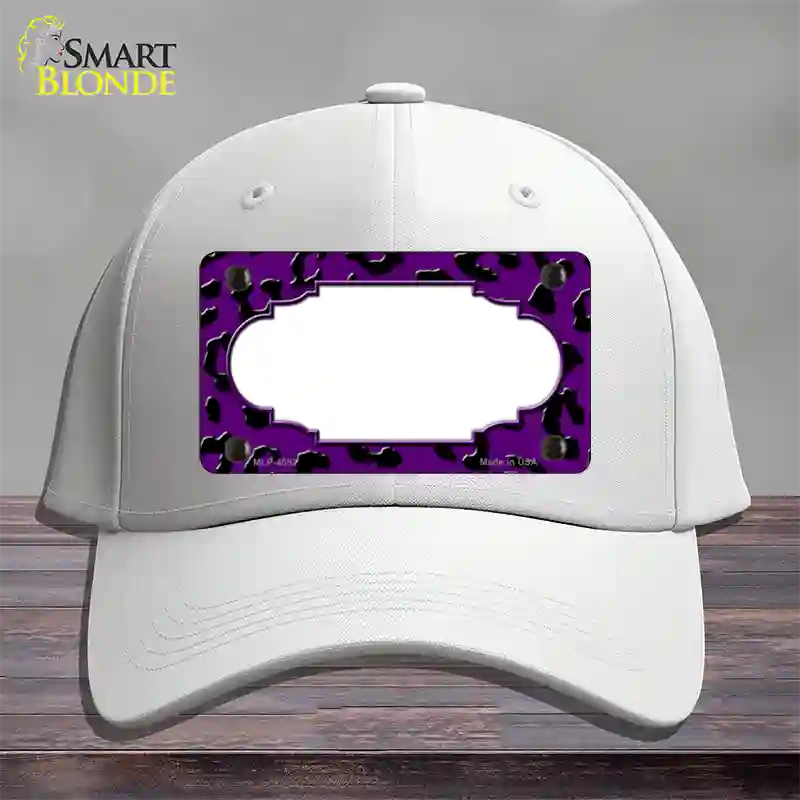 Purple Black Cheetah Scallop Novelty License Plate Hat Cotton / White