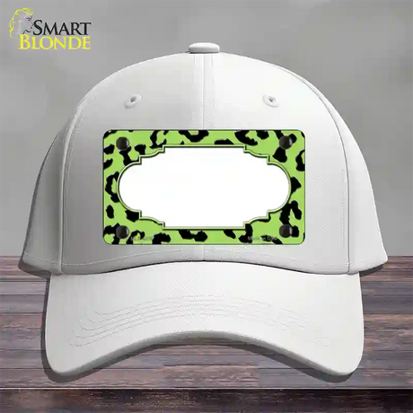 Lime Green Black Cheetah Scallop Novelty License Plate Hat Cotton / White