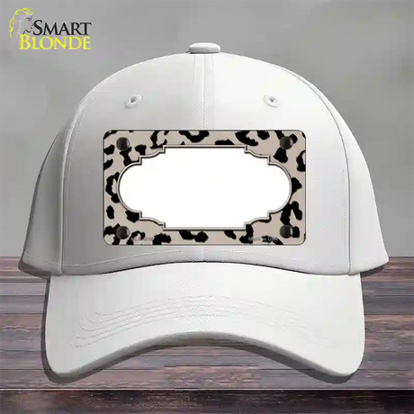 Tan Black Cheetah Scallop Novelty License Plate Hat Cotton / White