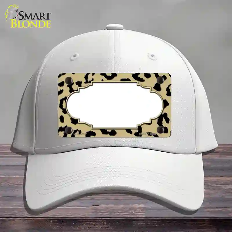 Gold Black Cheetah Scallop Novelty License Plate Hat Cotton / White