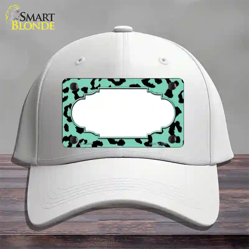 Mint Black Cheetah Scallop Novelty License Plate Hat Cotton / White