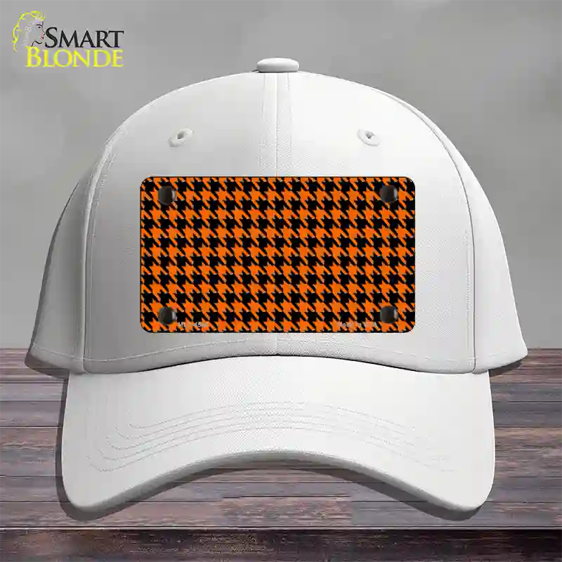 Orange Black Houndstooth Novelty License Plate Hat Cotton / White