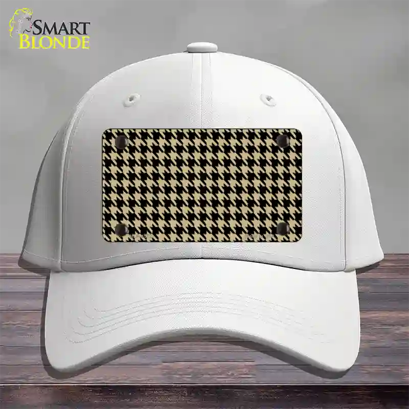 Gold Black Houndstooth Novelty License Plate Hat Cotton / White