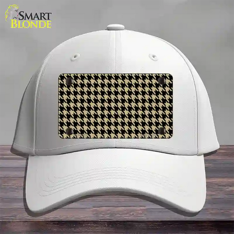 Gold Black Houndstooth Novelty License Plate Hat Cotton / White