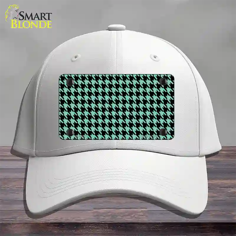 Mint Black Houndstooth Novelty License Plate Hat Cotton / White