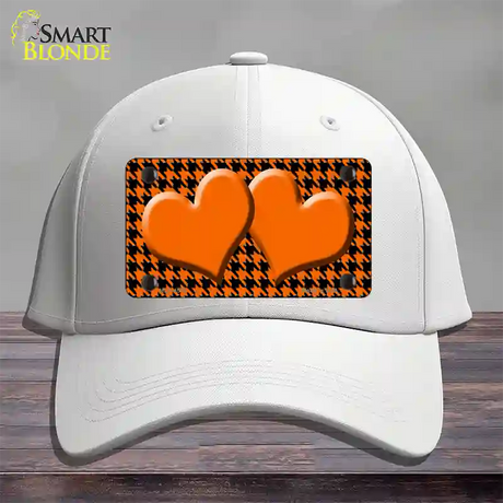 Orange Black Houndstooth Orange Center Hearts Novelty License Plate Hat Cotton / White