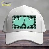 Mint Black Houndstooth Mint Center Hearts Novelty License Plate Hat Cotton / White