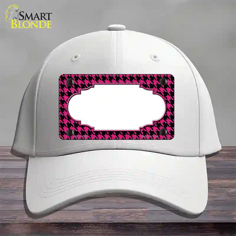 Pink Black Houndstooth Scallop Center Novelty License Plate Hat Cotton / White