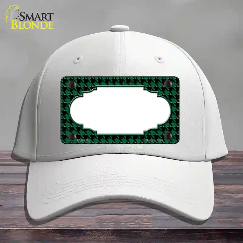 Green Black Houndstooth Scallop Center Novelty License Plate Hat Cotton / White