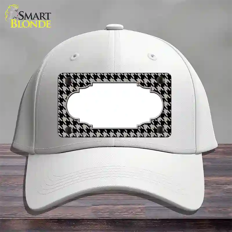 Grey Black Houndstooth Scallop Center Novelty License Plate Hat Cotton / White