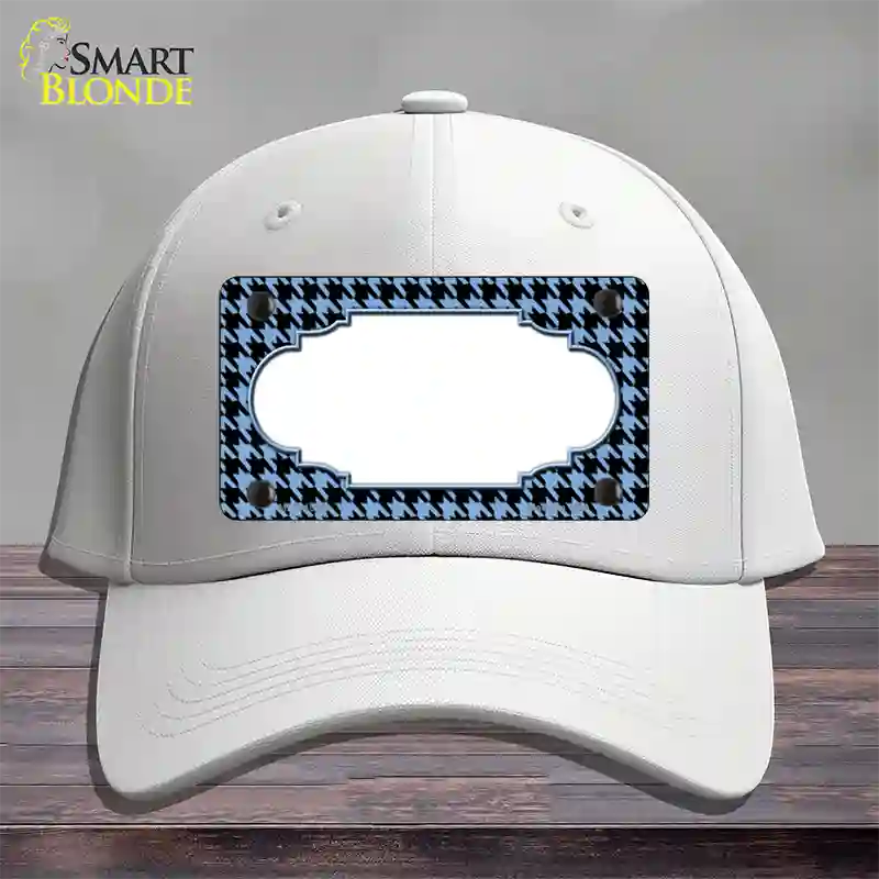 Light Blue Black Houndstooth Scallop Center Novelty License Plate Hat Cotton / White