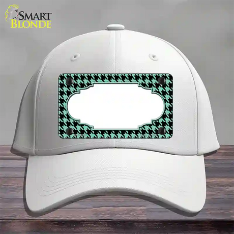 Mint Black Houndstooth Scallop Center Novelty License Plate Hat Cotton / White