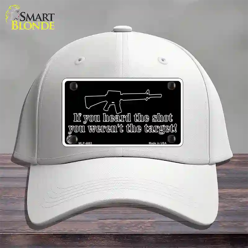 Heard The Shot Novelty License Plate Hat Cotton / White