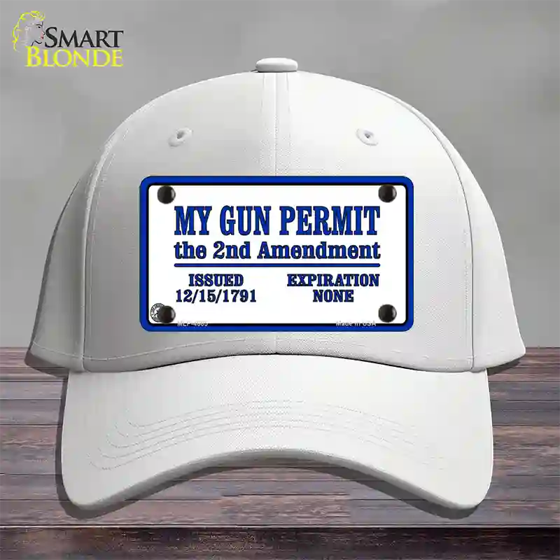 My Gun Permit Novelty License Plate Hat Cotton / White