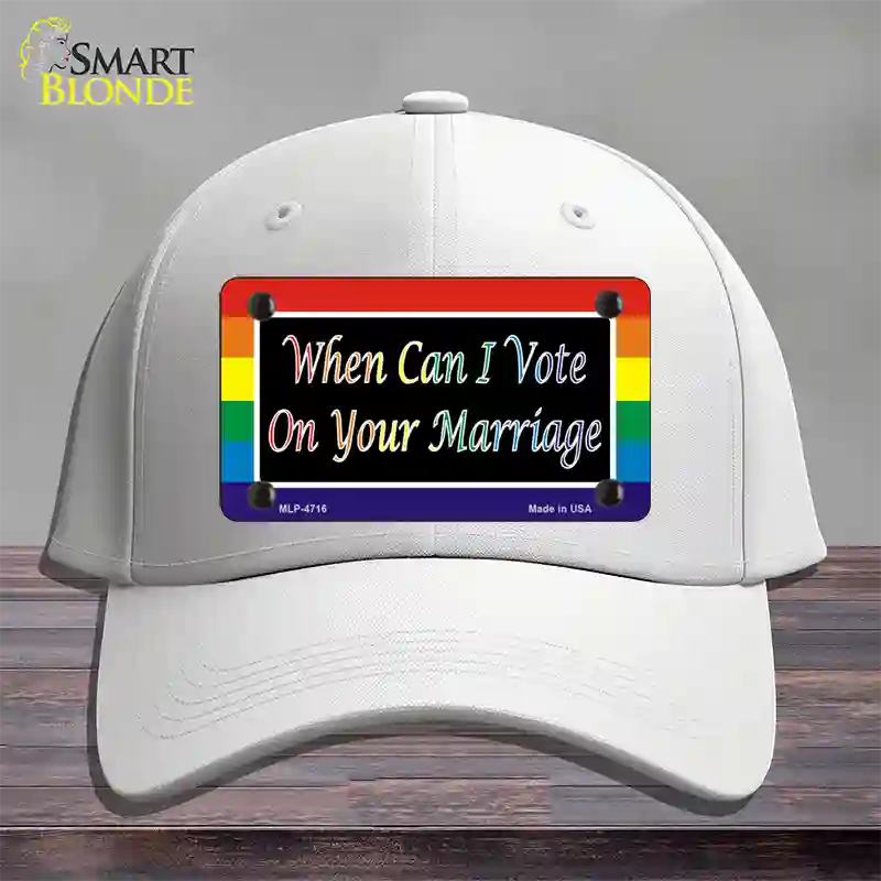 When Can I Vote Novelty License Plate Hat Cotton / White