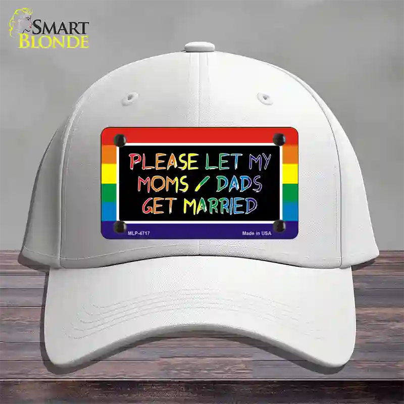 Please Let My Moms And Dads Novelty License Plate Hat Cotton / White