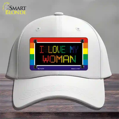 I Love My Woman Novelty License Plate Hat Cotton / White