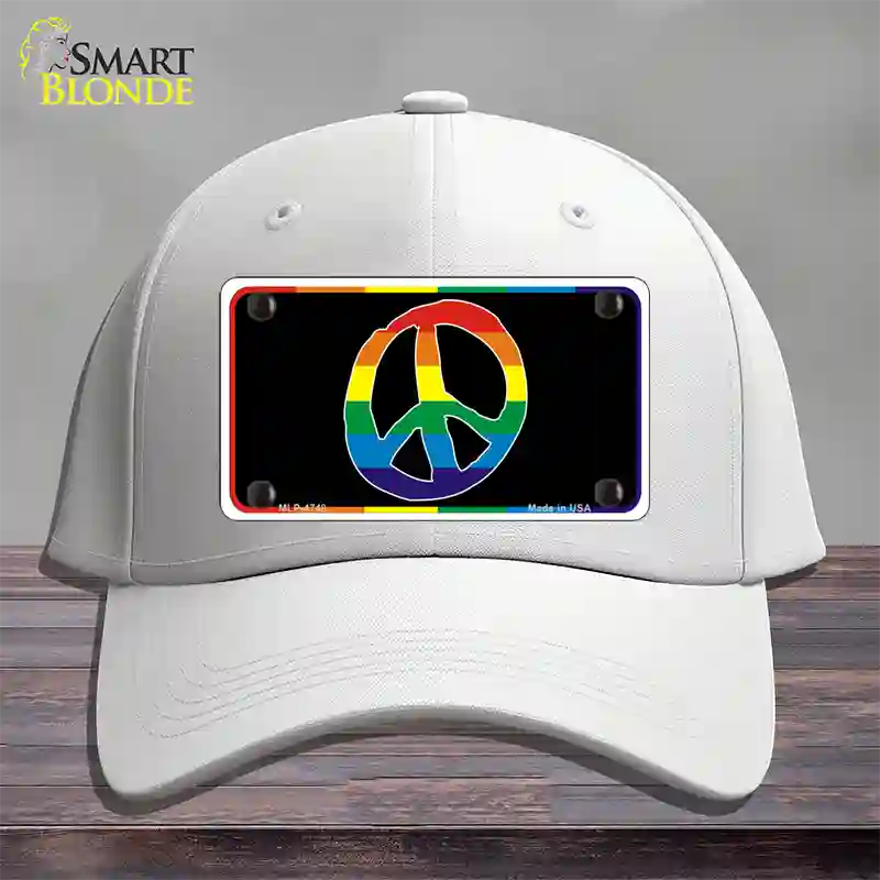 Peace Sign Novelty License Plate Hat Cotton / White