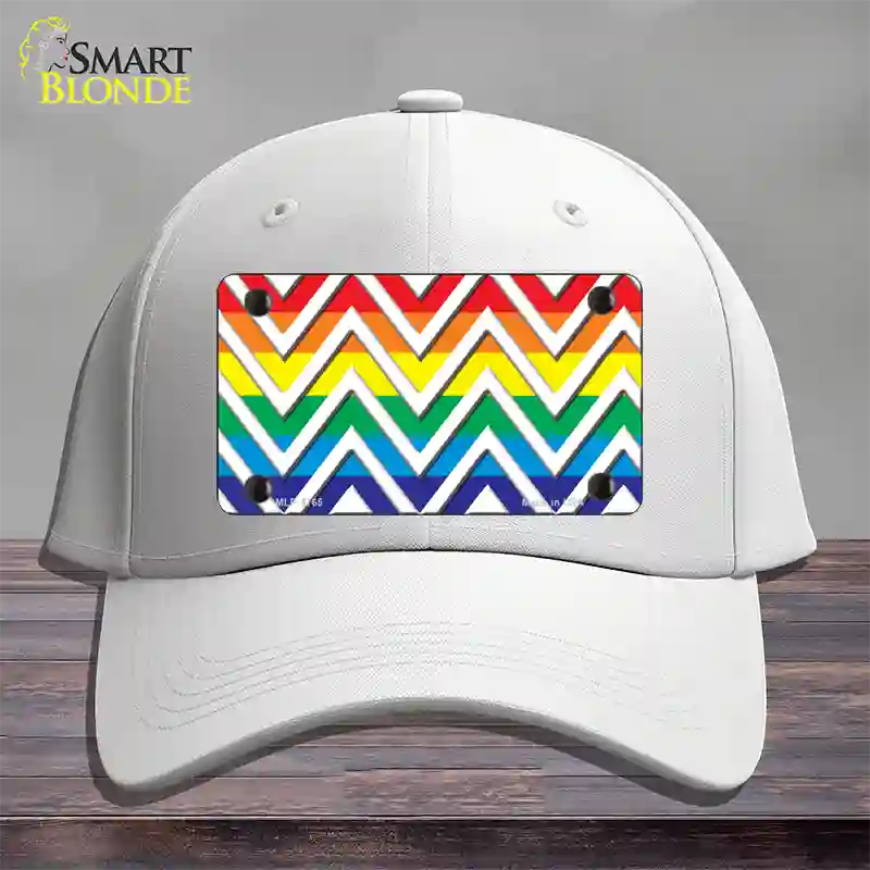 Rainbow White Chevron Novelty License Plate Hat Cotton / White