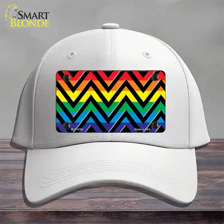 Rainbow Black Chevron Novelty License Plate Hat Cotton / White