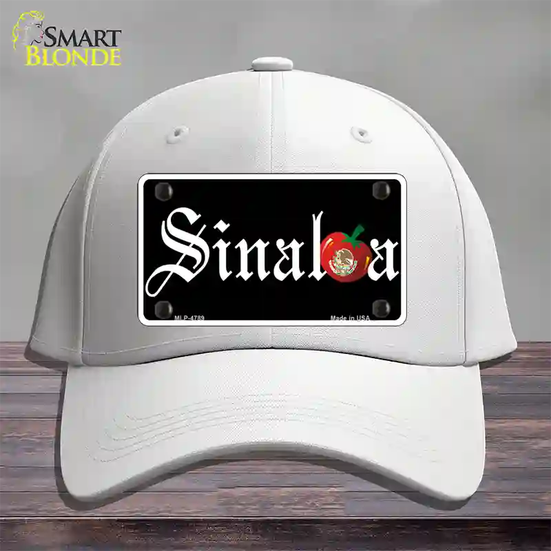 Sinaloa Black Novelty License Plate Hat Cotton / White